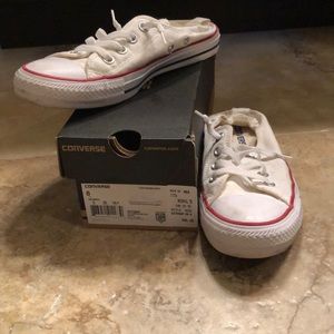White Converse- lightly worn. Comes with box!